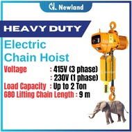 Electric Chain Hoist - 1 Ton, 2 Ton (230V / 415V) Chain Block Lifting Crane / Portable Crane Lifting