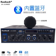 600W High-Power AV Power Amplifier Household Bluetooth Professional Karaoke Audio Dual Wireless Microphone Integrated Amplifier