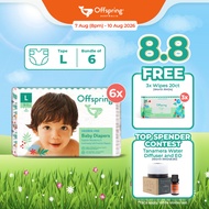 Offspring Fashion Baby Diapers Tape L (216pcs) [6 Packs]