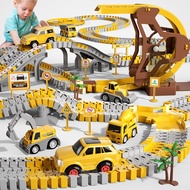 iHaHa 299 PCS Construction Race Tracks Boys Toys, 6 PCS Engineering Cars and Flexible Race Track Pla