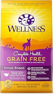 Wellness Complete Health Grain-Free Small Breed Dry Dog Food, Natural Ingredients, Made in USA with Real Turkey, For All Lifestages (Turkey, Chicken &amp; Salmon, 4-Pound Bag)