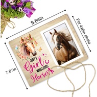 Horse Picture Frame, Rustic Farmhouse Horse Girl Flower Gifts for Horse Lover Photo Frame, Birthday 
