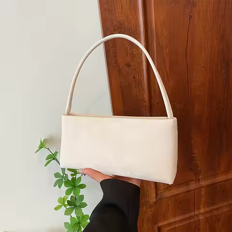 Women's Small Shoulder Underarm Bag High Quality Pu Leather Square Handbag Suede Commuter Tote Bag F