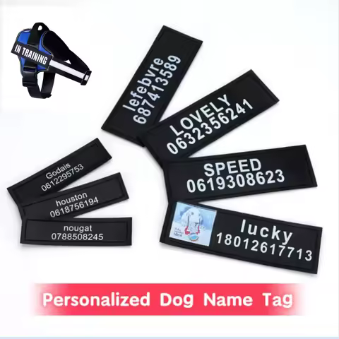 2 PCS Personalized Dog Name Tag Reflective Pet Harness Collar ID Label Stickers Custom text Paw Hear