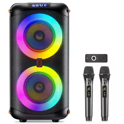 JYX T27 Wireless Bluetooth Speaker, Karaoke Machine with 2 Microphone, Home Karaoke Party Speaker wi