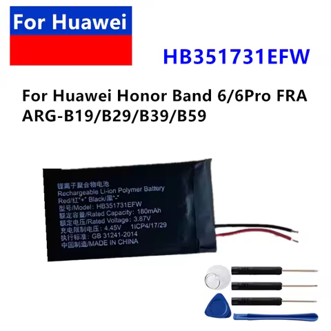 180mAh HB351731EFW Battery for Huawei Honor Band 6/6Pro FRA/ARG-B19/B29/B39/B59 +Tools
