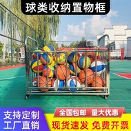 Basketball Storage Basket Kindergarten Stainless Steel Trolley Ball Cart Movable Football Ball Stora