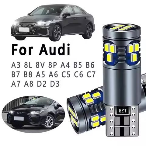 2Pcs T10 Car LED Bulbs For Audi A3 8L 8V 8P A4 B5 B6 B7 B8 A5 A6 C5 C6 C7 A7 A8 D2 D3 Interior Parki