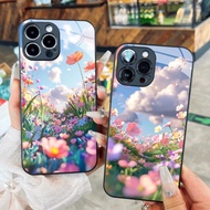 Flower Garden Glass Case for iPhone 17 16 15 14 13 12 11 8 7 6 6s 6p 7p 8p 6g 7g 8g Pro Max XR XS xs