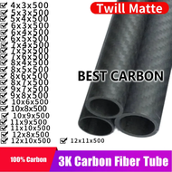 Free shiping 4 5 6 7 8 9 10 11 12mm with 500mm length High Quality Twill Matte 3K Carbon Fiber Fabri