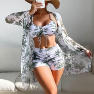 Women's Bathing Suits Bikini Set Push Up Bikini with Long Sleeve Beach Cover Up