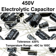 450V - 1uF 2.2uF 4.7uF 10uF 22uF 47uF 68uF 100uF - Aluminium Electrolytic Capacitor 电容