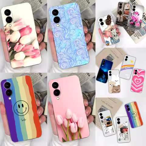 Case For Vivo Y17 S Y17S Y16 Transparent Soft Silicone Pretty Flowers Back Cover Shell For VivoY17 V