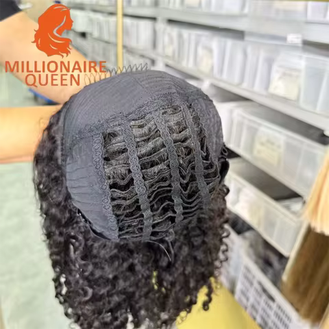 Millionaire Queen Burmese 3C4A Curly Invisible Half Wigs 100% Human Hair 3C4A Burmese Curly Adjustab