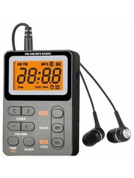 Qinglv-im：type-c 充電介面,ql-01m 便攜式am/fm/mp3收音機,迷你數字調諧walkman收音機,配備可充電電池,耳機,鎖屏以進行步行/慢跑/健身/露營,600mah高容量電池,最大音量可連續聽16-18小時