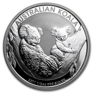 2011 Perth Mint Australia Koala 1/2 oz .999 Silver Coin BU 1/2oz 0.5oz 0.5 oz