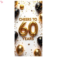 Gold Cheers To 60 Years Banner,60 Birthday Party Supplies, happy 60th Birthday Backdrop,60th Birthda