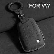 Suede Car Flip Key Case Cover for VW Volkswagen key sleeves Langyi Sagitar Jetta Weiling Bora Tiguan