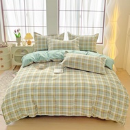 ชุดผ้าปูที่นอนลายตารางคุณภาพสูงสไตล์ Ikea ผ้าปูที่นอนปลอกหมอนเดี่ยว/Super Single/ควีน/คิง/ซูเปอร์คิง