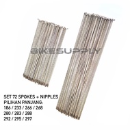 Stainless Steel Bicycle Spoke Made in Taiwan Silver Chrome Color 14G x 186 mm 233 mm/ 266 mm/ 268 mm