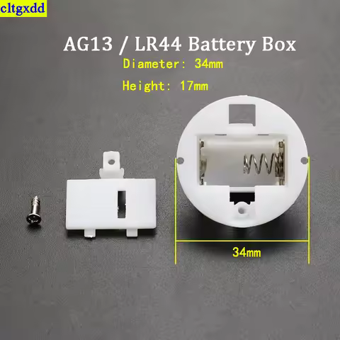 Cltgxdd 1 set white circular battery box with switch cover suitable FOR AG13/LR44 battery holder soc