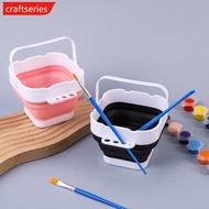 CRAFTSERIES Kids Silicone Collapsible Paint Cup with Handle & 4 Brush Holes Non-Spill Toddler Art Cr