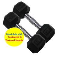 RCL 15LB (≈6.8KG) X 2 Rubber Coated Hexagon Dumbbell LBHX8015 Dumbell for Sport Gym Fitness Exercise