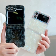【Fold Case】wavy edge For SAMSUNG Z Flip5 Flip4 Flip3 Casing For Girl Shockproof Lens Protector Carto