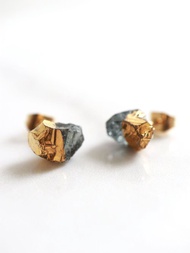 STAR STONE - SMOKE + 24K GOLD 玻璃原石耳環