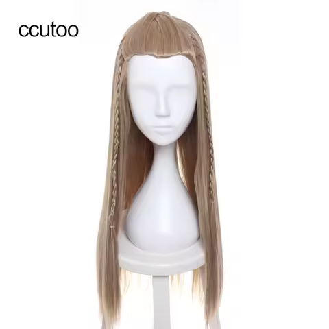 ccutoo 28" Blonde Long Straight Slicked Back Styled Braid Synthetic Hair Party Cosplay Costume Wigs 