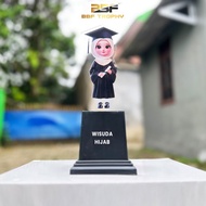 Piala Wisuda Hijab Trophy Plakat Akrilik Kelulusan Anak Paud Tk Sd