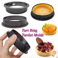 PEONIES Tart Ring Cutting Mold, Kitchen Baking Tools Perforated Cake Mold Ring, Durable Round Heat Resistant French Dessert Cake Mould