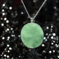 冰飄綠翡翠無事圓牌吊飾 18K金墜頭 | 天然緬甸玉A貨翡翠 | 送禮