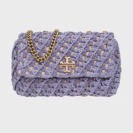 TORY BURCH 針織翻蓋斜背鍊包-紫