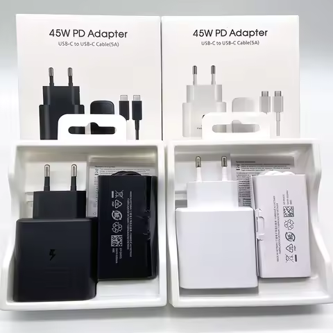 Samsung EP-TA845 45W PD Super Fast Charger EU Power Adapter 5A Dual Type-C Cable For Galaxy S24 S23 