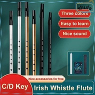 SHUFA Aluminum Tin Whistle, 6 Holes Easy-to-learn Irish Whistle Flute, Portable C/D Key Rich Tone Ir