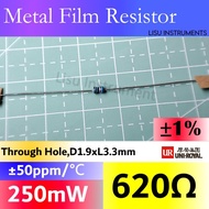 620R 1% 50ppm/c 250mW 1/4W Metal Film Resistor DIP Through Hole, D1.9xL3.3mm MF0S4FF6200A50 UNI-ROYA