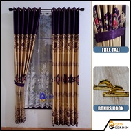 Gorden Pintu Dan Jendela Kamar Mewah Bahan Blackout Import Motif Bunga Tulip Model Smokering