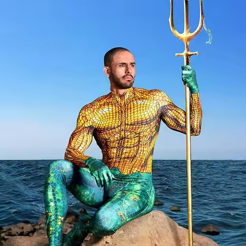 Halloween Aquaman Cosplay Costume Superhero Arthur Curry Orin Zentai Bodysuit Suit Jumpsuits Adult