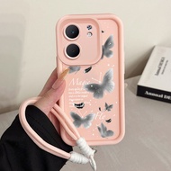 เคสสําห OPPO A5X 4G A5X 5G เคสโทรศัพท์มีสีสันผีเสื้อซิลิโคนสายคล้องกันกระแทก