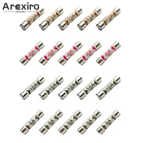 5/20Pcs BS1362 Ceramic Tube Fuses Assortment Kit 6.3x25mm 240V 3A 5A 10A 13A Single Mixed Optional