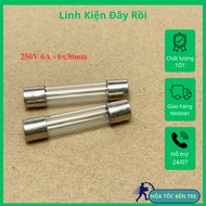 10pcs 250V 6A glass tube fuse size 6x30mm