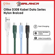 Olike D308 Nylon Braided Fast Charging 65W Type C to C 27W Lightning Micro USB 100cm Charger Cable