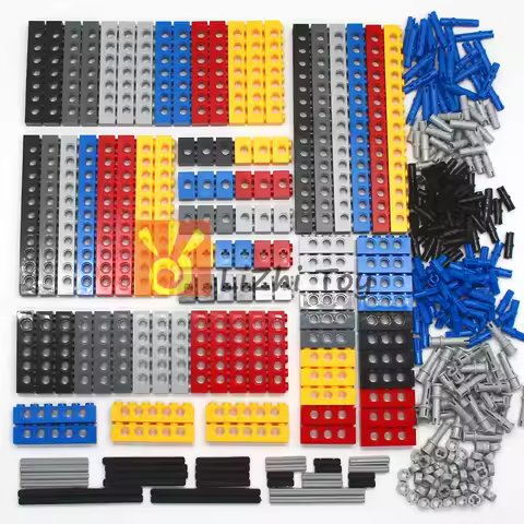 Technical Building Blocks Parts Bulk MOC Thick Bricks 6 Color Combination Accessories Studded Long B