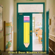HAPPY TIME-Blackout Lockdown Shades Pencil Shaped Door Curtain 2 PCS Pencil Classroom Door Window Co