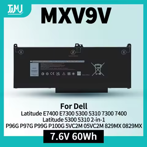 60Wh MXV9V Laptop Battery for Dell Latitude E7400 E7300 5300 5310 7300 7400, Latitude 5300 5310 2-in