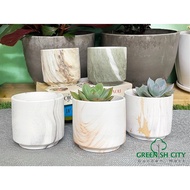 GNC - Colorful Marble Design Ceramic Flower Plant Pot Pasu Bunga 大理石陶瓷花盆