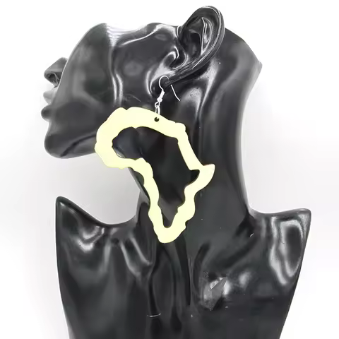8cm Unfinished Africa map Wood Earrings