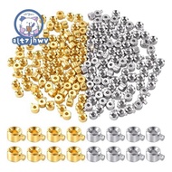 80pcs Crimp Beads for Jewelry Making, Gold Silver Spacer Beads Metal Bead Stopper Crimp Charms for B