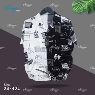 Hem Alrayyan Kemeja Hawai Rayon Motif Kombinasi Hitam Putih Pria Wanita Baju Pantai Bali Lengan Pend